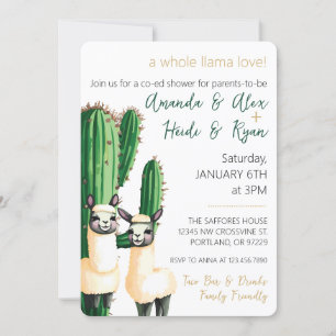 Llama Love Cactus Baby shower Invitation Kaart
