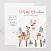 Llama Love Christmas Holiday Kaart (Voorkant / Achterkant)