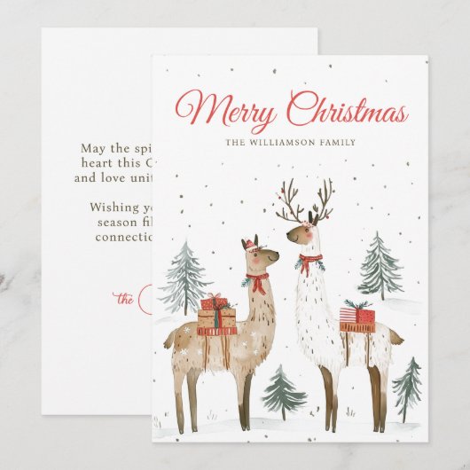 Llama Love Christmas Holiday Kaart (Voorkant / Achterkant)
