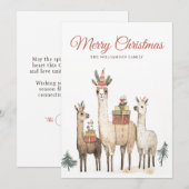 Llama Love Christmas Holiday Kaart (Voorkant / Achterkant)