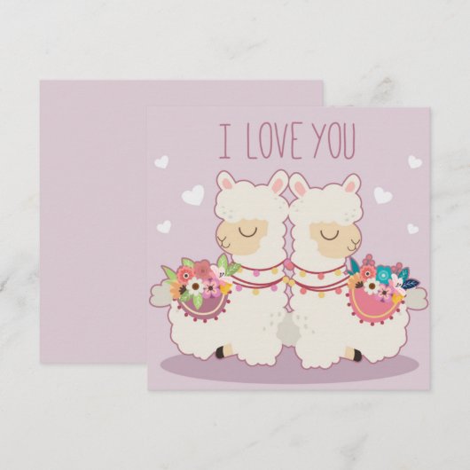 Llama Love Feestdagenkaart (Voorkant / Achterkant)