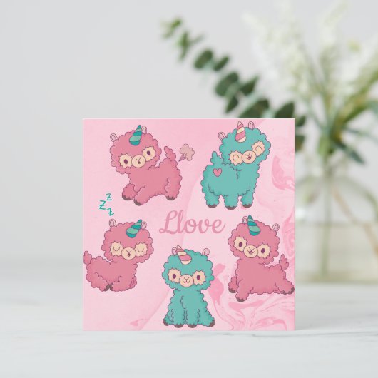 Llama Love Feestdagenkaart (Staand voorkant)