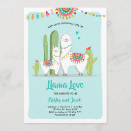 Llama Love Fiesta Boy Blue Baby shower Uitnodiging
