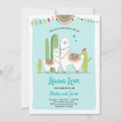 Llama Love Fiesta Boy Blue Baby shower Uitnodiging (Voorkant)
