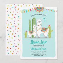 Llama Love Fiesta Boy Blue Baby shower Uitnodiging