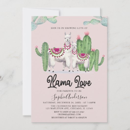  Llama Love Fiesta Cactus Mexicaans Baby shower Kaart (Voorkant)
