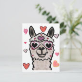 Llama Love Hearts Valentijns Bedankkaart (Staand voorkant)