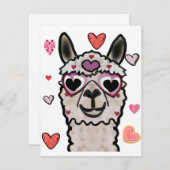 Llama Love Hearts Valentijns Bedankkaart (Voorkant / Achterkant)