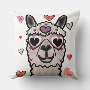 Llama Love Hearts Valentijns Sierkussen