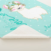 Llama Love in Blauwgroen Floral Design Sherpa Deken (3/4)
