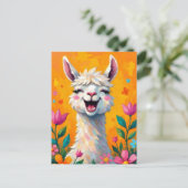 Llama Love in Bloom Briefkaart (Staand voorkant)