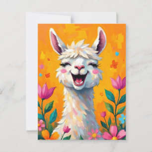 Llama Love in Bloom Briefkaart