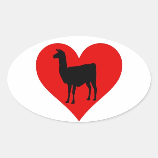 Llama Love Ovale Sticker (Voorkant)