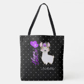 Llama Love - Paars Tote Bag (Voorkant)
