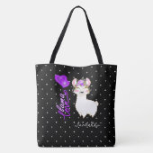 Llama Love - Paars Tote Bag (Achterkant)