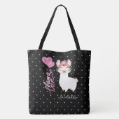 Llama Love - Roze Tote Bag (Achterkant)
