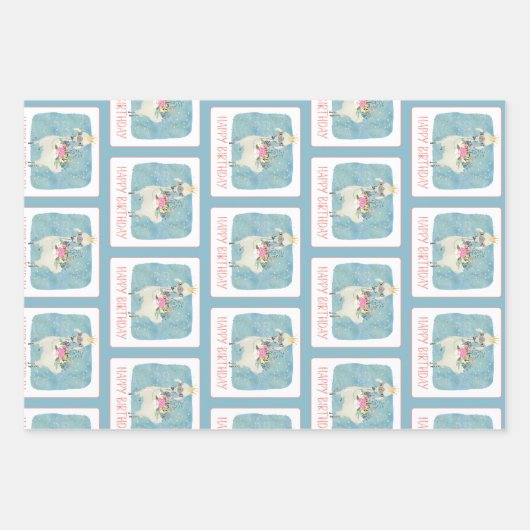 Llama Love Waterverf Cute Fun Birthday Party Inpakpapier Vel (Voorkant)