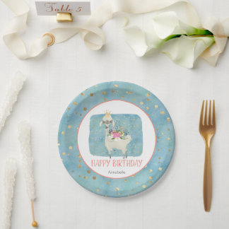 Llama Love Waterverf Cute Fun Birthday Party Papieren Bordje