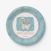 Llama Love Waterverf Cute Fun Birthday Party Papieren Bordje (Voorkant)