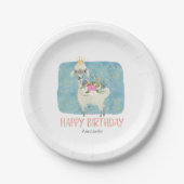 Llama Love Waterverf Cute Fun Birthday Party Papieren Bordje (Voorkant)