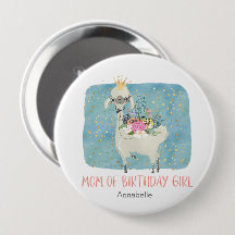 Llama Love Waterverf Cute Mama of Birthday Girl