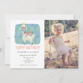 Llama Love Waterverf Cute Photo Birthday Party Kaart (Voorkant)
