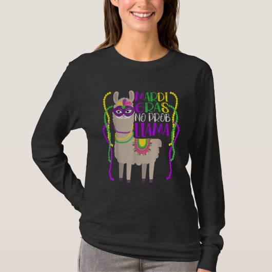 Llama Lover Mardi Gras Celebration New Orleans Lou T-shirt (Voorkant)