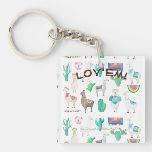 "Llama Lover!" Sleutelhanger (voorkant)