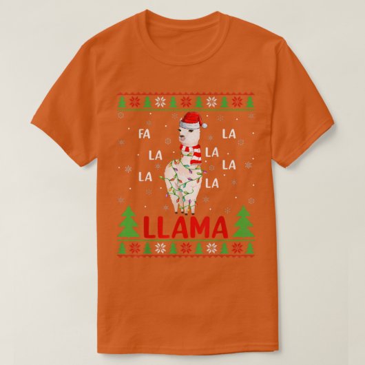 Llama Lover Xmas licht Ugly Fa La Llama Christus T-shirt (Design voorkant)