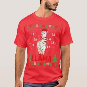 Llama Lover Xmas licht Ugly Fa La Llama Christus T-shirt
