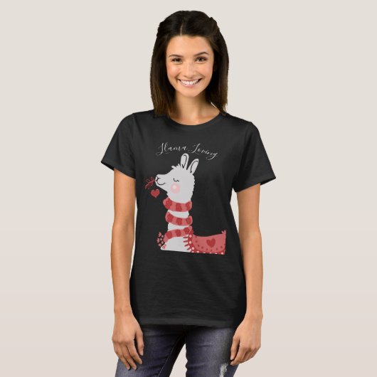 Llama Loving Custom Valentijnsdag T-shirt (Voorkant volledig)