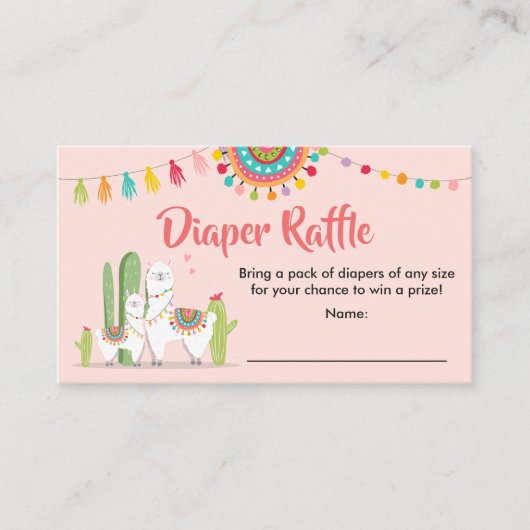 Llama Luier Raffle Kaart Fiesta Cactus Baby shower (Voorkant)