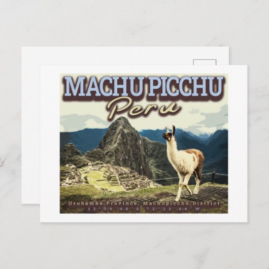 LLAMA - MACHU PICCHU PERU BRIEFKAART (Voorkant / Achterkant)