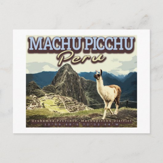 LLAMA - MACHU PICCHU PERU BRIEFKAART (Voorkant)