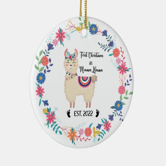 Llama Mam Kerstversiering Keramisch Ornament (Rechts)