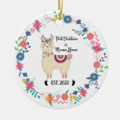 Llama Mam Kerstversiering Keramisch Ornament (Voorkant)