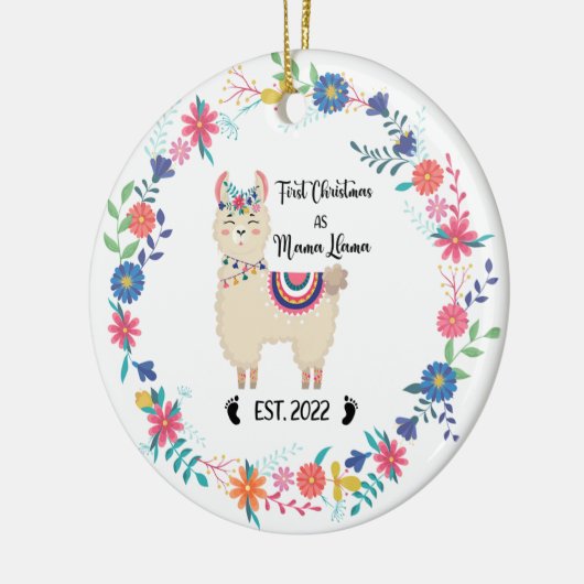 Llama Mam Kerstversiering Keramisch Ornament (Links)