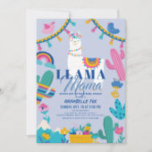 Llama Mama Alpaca Cactus Blue Boy Baby shower Kaart (Voorkant)