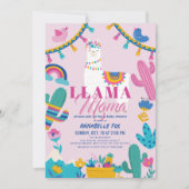 Llama Mama Alpaca Cactus Meisje Roze Baby shower Kaart (Voorkant)