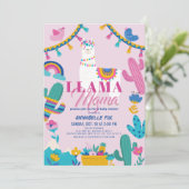Llama Mama Alpaca Cactus Meisje Roze Baby shower Kaart (Staand voorkant)