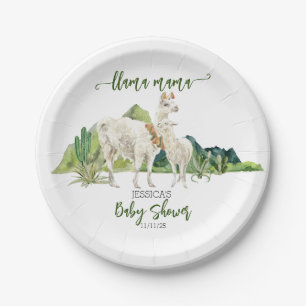 Llama Mama Baby Borrel Waterverf Papieren Bordje