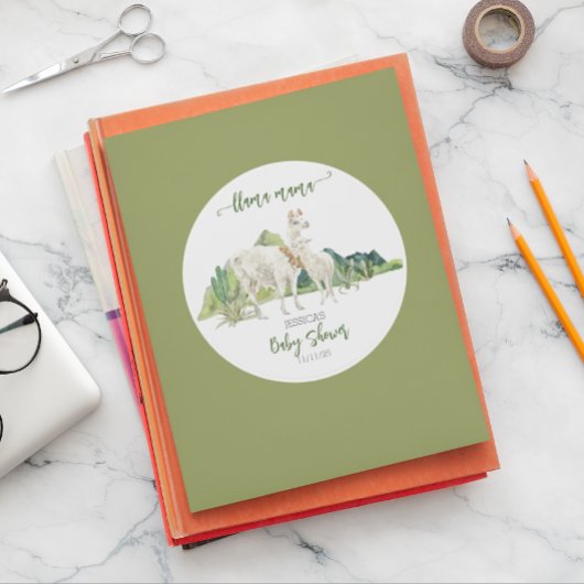 Llama Mama Baby Borrel Waterverf Ronde Sticker