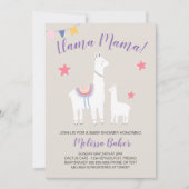 Llama Mama Baby Llama Cute Baby shower Kaart (Voorkant)