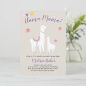 Llama Mama Baby Llama Cute Baby shower Kaart (Staand voorkant)