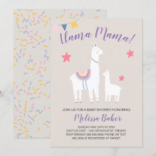 Llama Mama Baby Llama Cute Baby shower Kaart