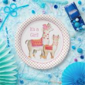 Llama Mama Baby Meisje Baby shower Papieren Bordje (Feest)