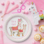 Llama Mama Baby Meisje Baby shower Papieren Bordje (Feest)