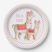 Llama Mama Baby Meisje Baby shower Papieren Bordje (Voorkant)