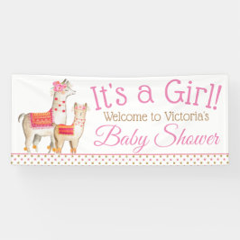 Llama Mama Baby Meisje Llama Baby shower Banner