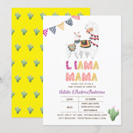 Llama Mama Baby shower Fiesta Cacti Cute Girls Kaart